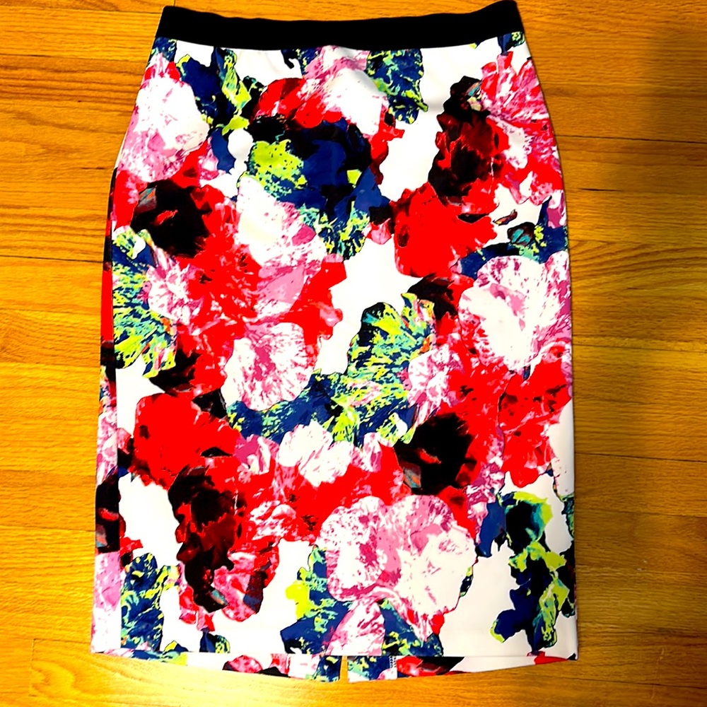 Milly Scuba skirt white multi brights Lg